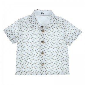 Hemd korte mouwen, print white/khakii