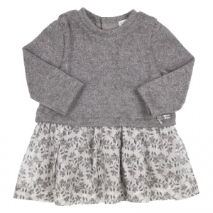 Kleed tricot, rok stof offwhite/grey