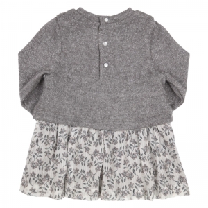 Kleed tricot, rok stof offwhite/grey