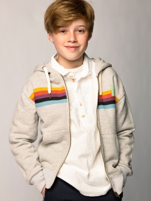 Hoodie met rits en streep 750