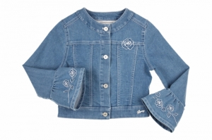 Jas jeans brodderie lightblue