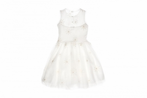 Kleed broderie bloemen offwhite/gold