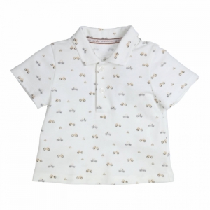 Polo bedrukt white-beige