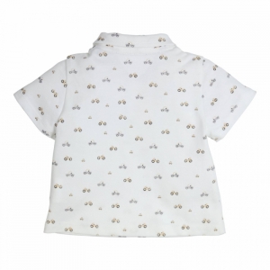 Polo bedrukt white-beige