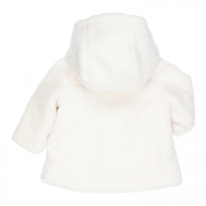 Jas teddy met kap en strikjes off white