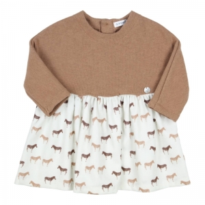 Kleed rok zebra print off white-camel