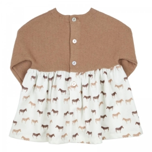 Kleed rok zebra print off white-camel