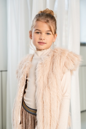 Bodywarmer lang haar taupe