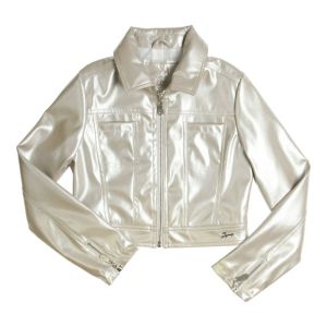 Jas leder look silver