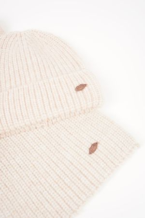 Muts + sjaal tricot champagne