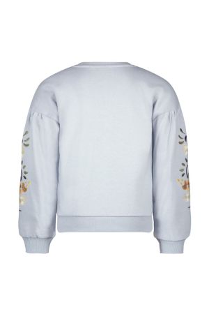 Sweater borduursel op mouw ice blue
