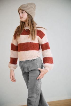 Pull gestreept ruby red