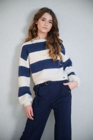 Pull gestreept navy blazer