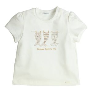 T-shirt vissen offwhite-beige