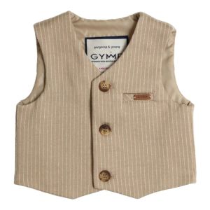 Gilet gestreept beige-ecru